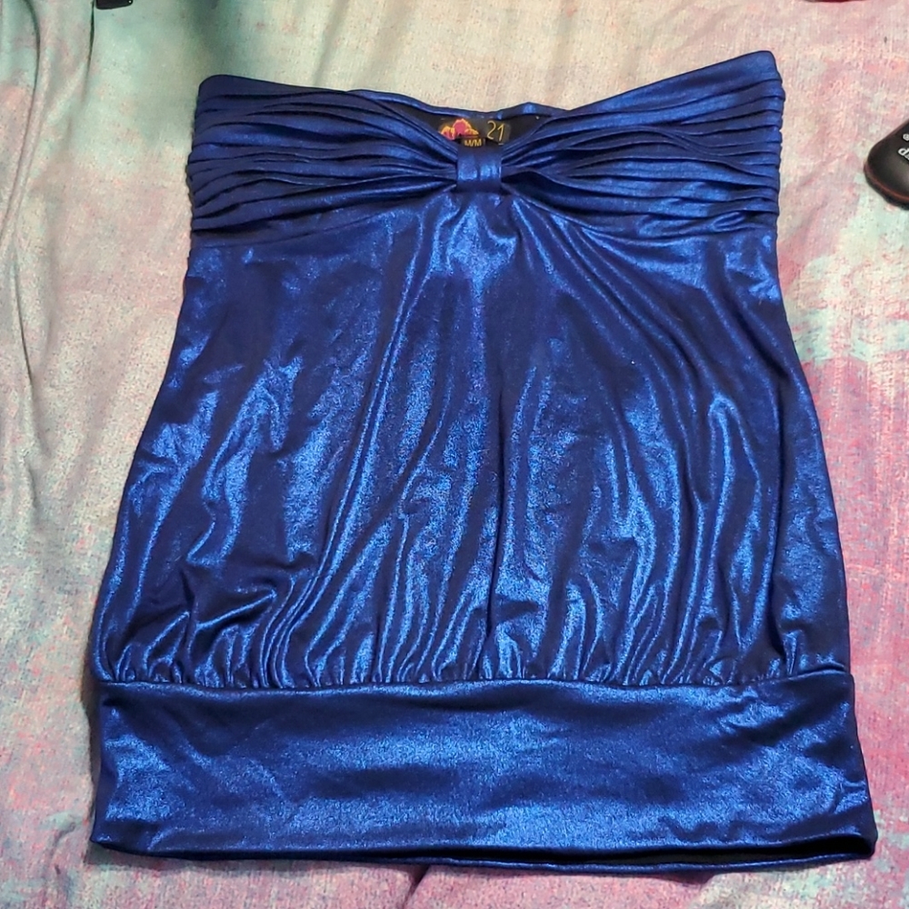 Royal blue strapless top